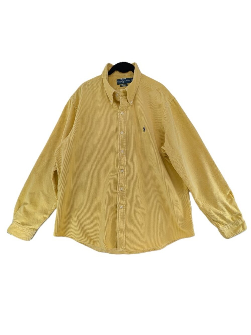 VTG Ralph Lauren Corduroy Shirt Mens Size XXL Custom Fit 100% Cotton Yellow Pony